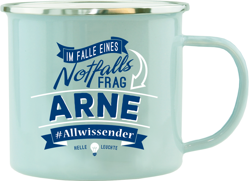 Emaille Becher / Tasse Arne "Allwissender" - Ossiladen I Ostprodukte Versand