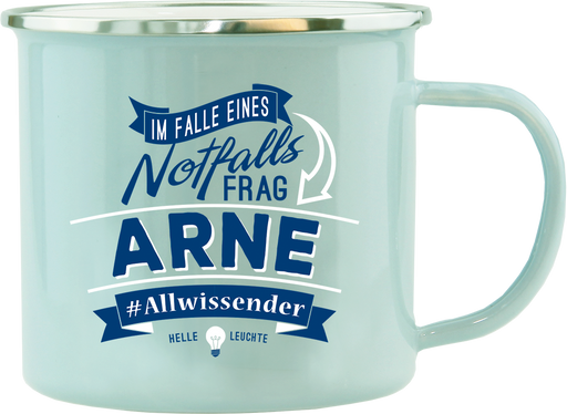 Emaille Becher / Tasse Arne "Allwissender" - Ossiladen I Ostprodukte Versand