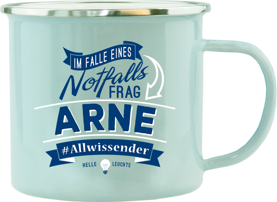 Emaille Becher / Tasse Arne "Allwissender" - Ossiladen I Ostprodukte Versand