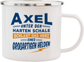 Emaille Becher / Tasse Axel "großartiger Held" - Ossiladen I Ostprodukte Versand