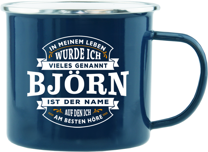 Emaille Becher / Tasse Björn ist der Name auf den ich am besten höre - Ossiladen I Ostprodukte Versand