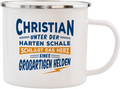 Emaille Becher / Tasse Christian das Herz eines großartigen Helden - Ossiladen I Ostprodukte Versand