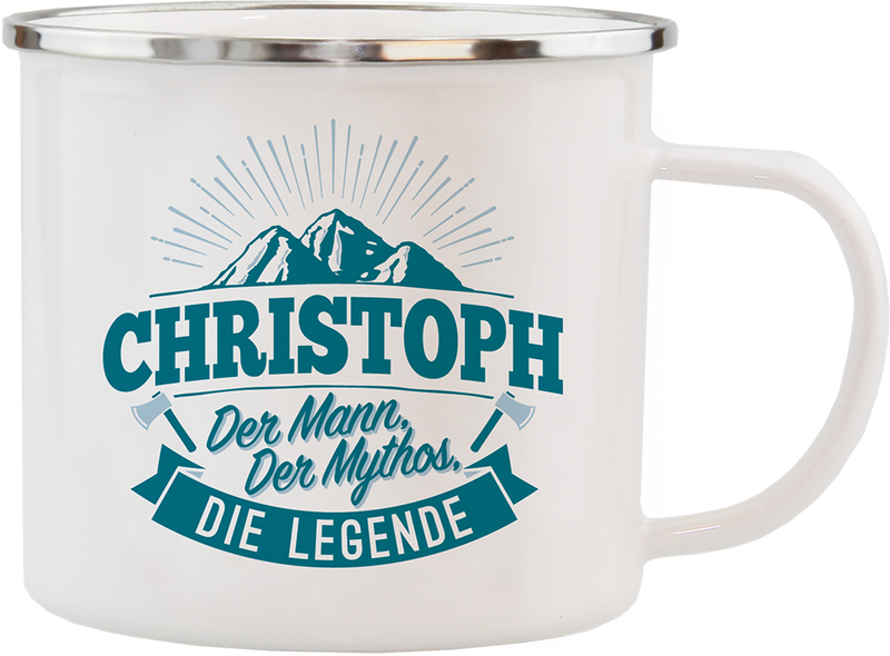Emaille Becher / Tasse Christoph der Mann, der Mythos, die Legende - Ossiladen I Ostprodukte Versand