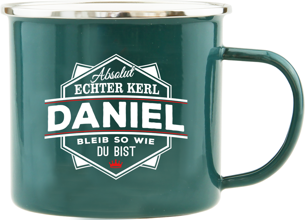 Emaille Becher / Tasse Daniel bleib wie du bist - Ossiladen I Ostprodukte Versand