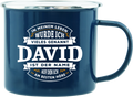 Emaille Becher / Tasse David ist der Name auf den ich am besten höre - Ossiladen I Ostprodukte Versand