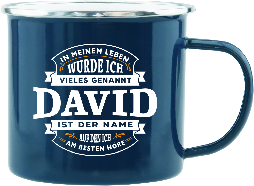 Emaille Becher / Tasse David ist der Name auf den ich am besten höre - Ossiladen I Ostprodukte Versand
