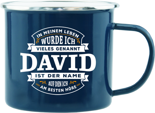 Emaille Becher / Tasse David ist der Name auf den ich am besten höre - Ossiladen I Ostprodukte Versand