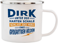 Emaille Becher / Tasse Dirk das Herz eines großartigen Helden - Ossiladen I Ostprodukte Versand