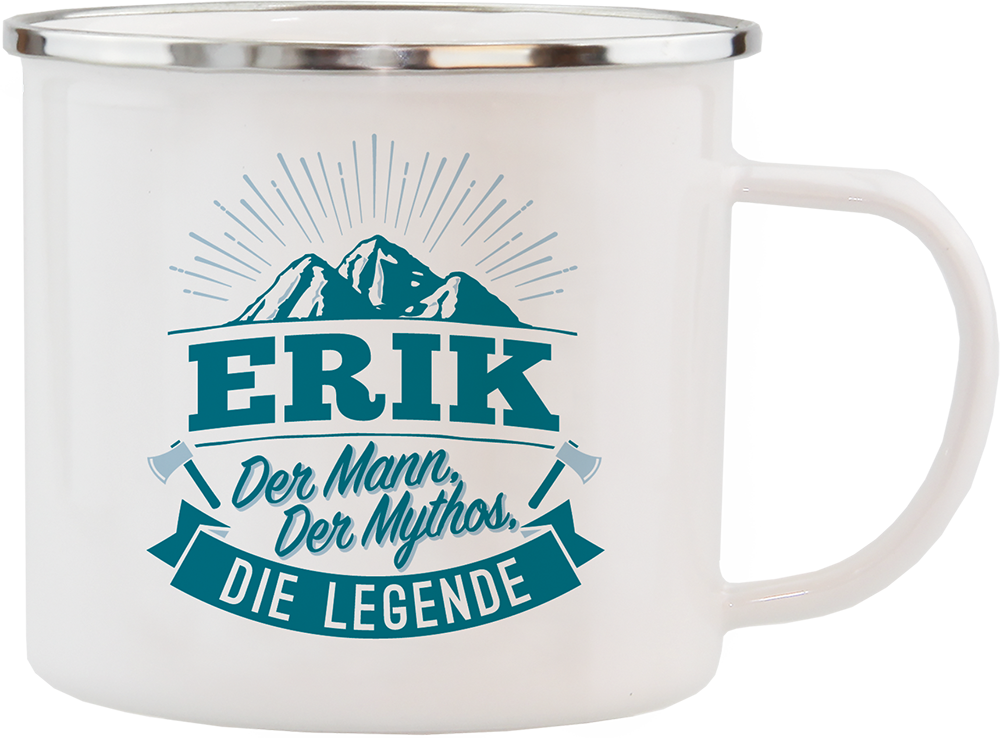 Emaille Becher / Tasse Erik der Mann, der Mythos, die Legende - Ossiladen I Ostprodukte Versand