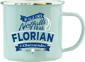 Emaille Becher / Tasse Florian Allwissender, helle Leuchte - Ossiladen I Ostprodukte Versand