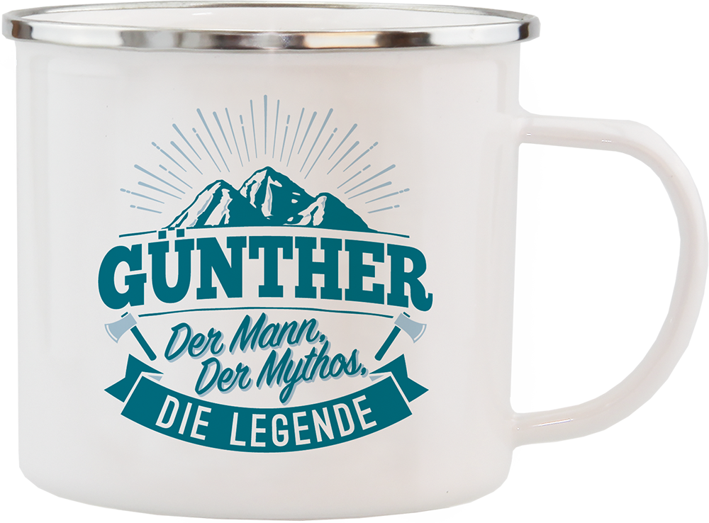Emaille Becher / Tasse Günther der Mann, der Mythos, die Legende - Ossiladen I Ostprodukte Versand