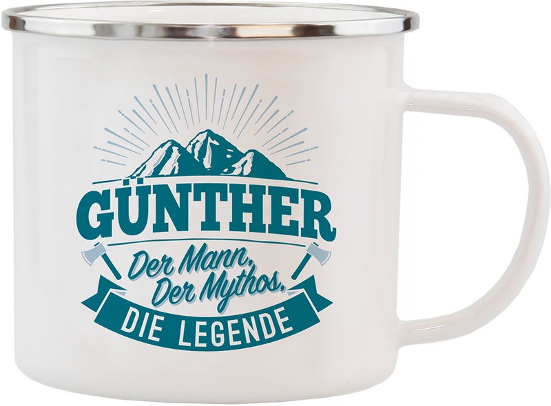 Emaille Becher / Tasse Günther der Mann, der Mythos, die Legende - Ossiladen I Ostprodukte Versand
