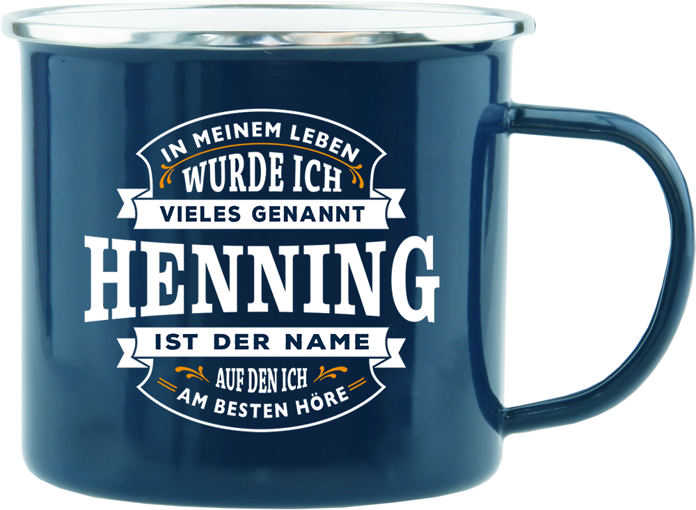 Emaille Becher / Tasse Henning ist der Name auf den ich am besten höre - Ossiladen I Ostprodukte Versand
