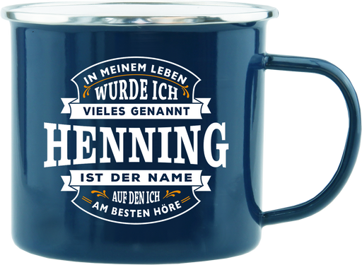 Emaille Becher / Tasse Henning ist der Name auf den ich am besten höre - Ossiladen I Ostprodukte Versand