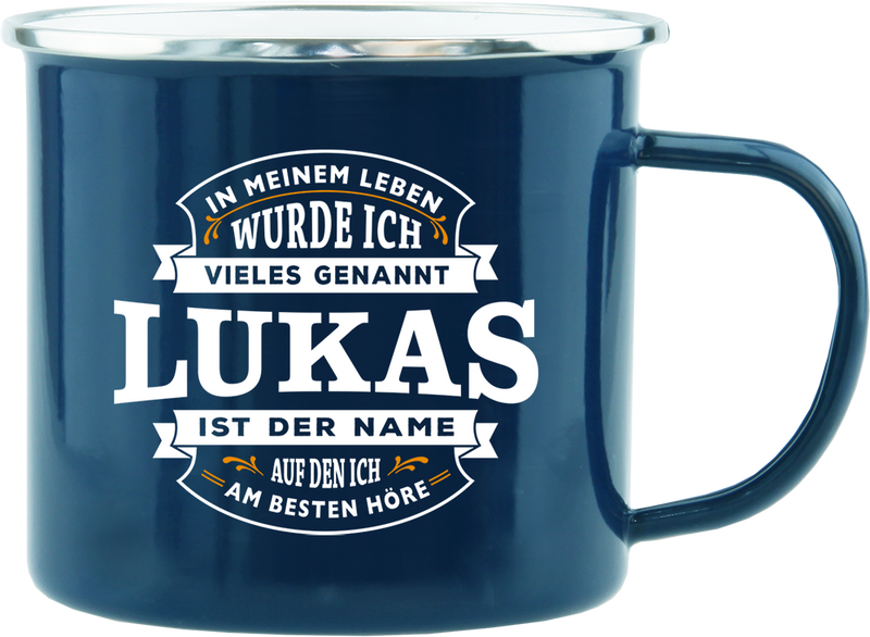 Emaille Becher / Tasse Lukas ist der Name auf den ich am besten höre - Ossiladen I Ostprodukte Versand