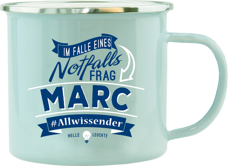 Emaille Becher / Tasse Marc, Allwissender, helle Leuchte - Ossiladen I Ostprodukte Versand
