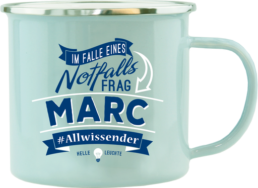 Emaille Becher / Tasse Marc, Allwissender, helle Leuchte - Ossiladen I Ostprodukte Versand