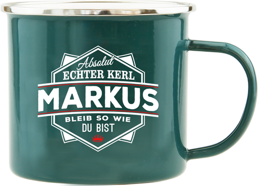 Emaille Becher / Tasse Markus bleib wie du bist - Ossiladen I Ostprodukte Versand