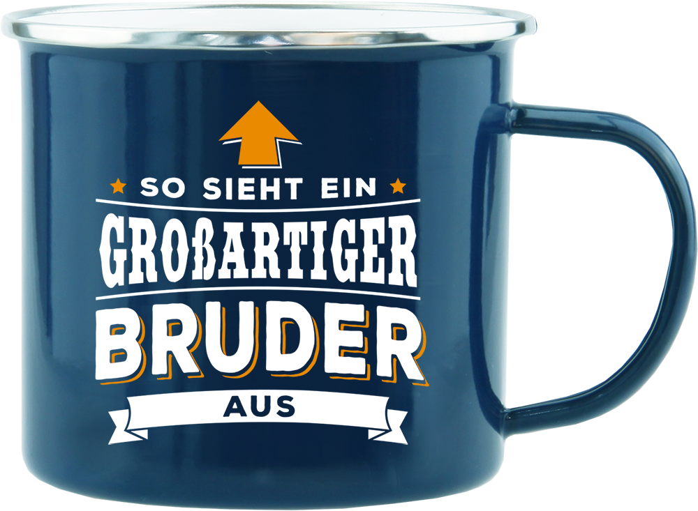 Emaille Becher / Tasse "So sieht ein großartiger Bruder aus" - Ossiladen I Ostprodukte Versand