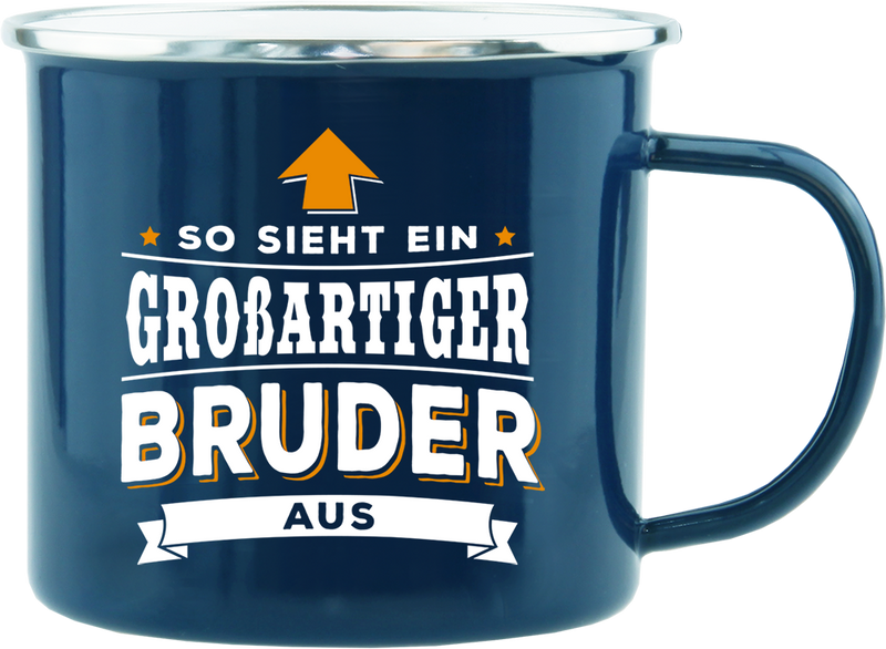 Emaille Becher / Tasse "So sieht ein großartiger Bruder aus" - Ossiladen I Ostprodukte Versand
