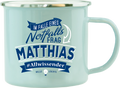 Emaille Becher / Tasse Mathias, Allwissender, helle Leuchte - Ossiladen I Ostprodukte Versand