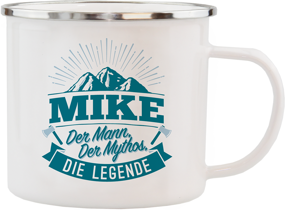Emaille Becher / Tasse Mike der Mann, der Mythos, die Legende - Ossiladen I Ostprodukte Versand