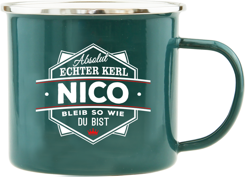 Emaille Becher / Tasse Nico bleib wie du bist - Ossiladen I Ostprodukte Versand