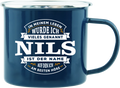 Emaille Becher / Tasse Nils ist der Name auf den ich am besten höre - Ossiladen I Ostprodukte Versand