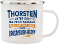 Emaille Becher / Tasse Thorsten Unter der harten Schale schlägt das Herz eines großartigen Helden - Ossiladen I Ostprodukte Versand