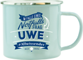 Emaille Becher / Tasse Uwe Im Falle eines Notfalls - Allwissender - Ossiladen I Ostprodukte Versand