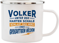 Emaille Becher / Tasse Volker Unter der harten Schale schlägt das Herz eines großartigen Helden - Ossiladen I Ostprodukte Versand