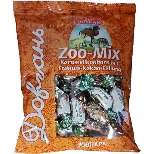 Dovgan Zoo-Mix Karamellbonbons mit Erdnuss-Kakao-Füllung 200g - Ossiladen I Ostprodukte Versand