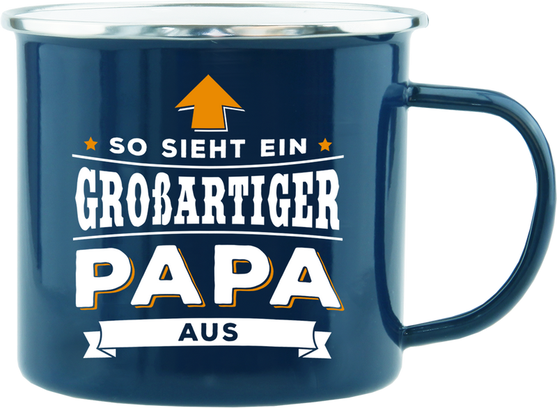 Emaille Becher / Tasse "So sieht ein großartiger Papa aus" - Ossiladen I Ostprodukte Versand