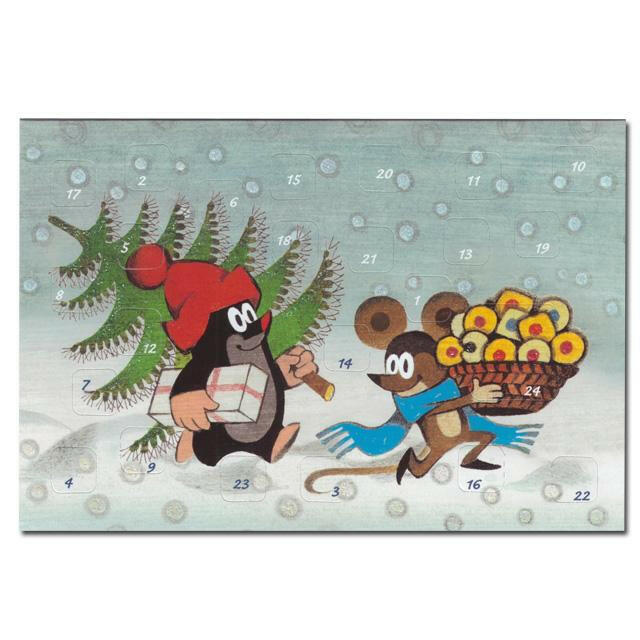 "Adventskalenderkarte "kleiner Maulwurf mit Maus"(12397)"