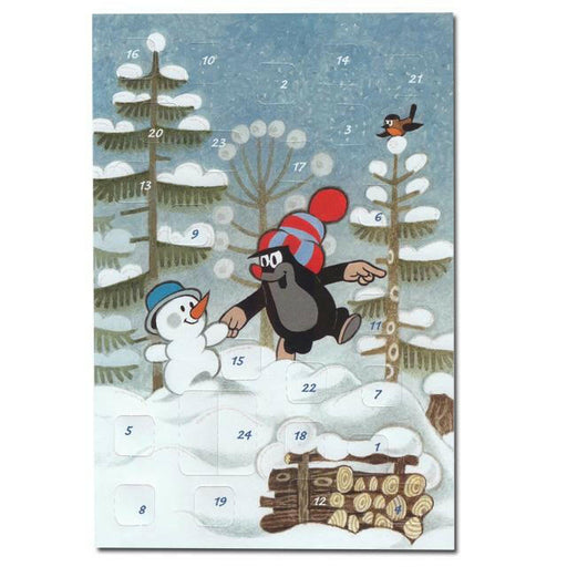 Adventskalenderkarte - Maulwurf mit Schneemann(12396)
