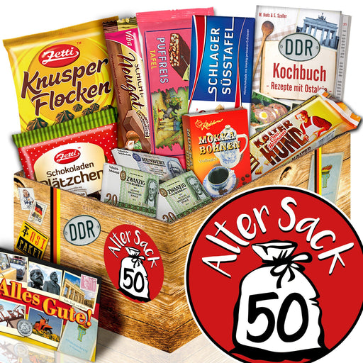 Alter Sack 50 - Geschenkset Ostpaket "Schokoladenbox M" - Ossiladen I Ostprodukte Versand