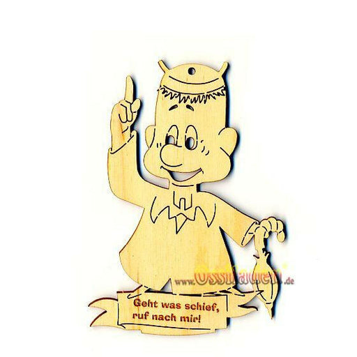 "Arthur der Engel als Holzlaserschnitt "ruf nach mir"