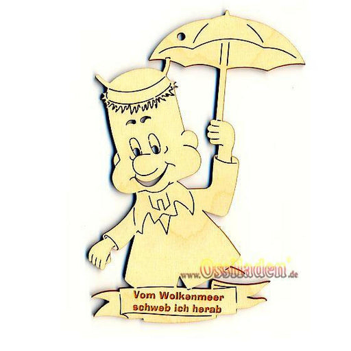 "Arthur der Engel als Holzlaserschnitt "Wolkenmeer"