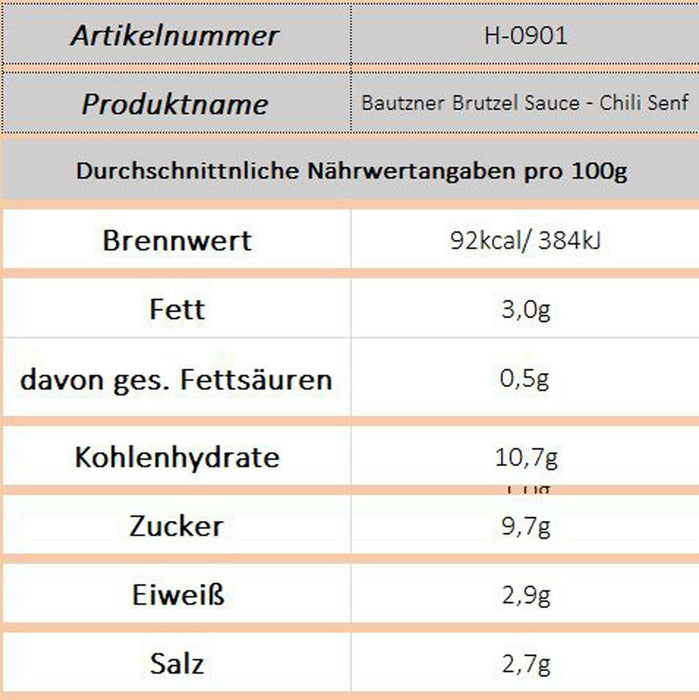 Bautzner Brutzel Sauce - Chili Senf
