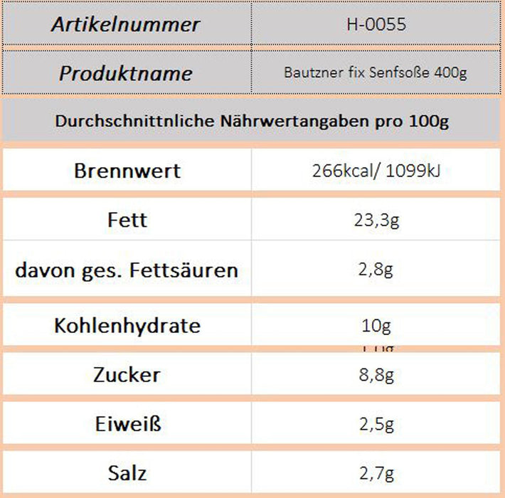 Bautzner fix Senfsoße 400g - Ossiladen I Ostprodukte Versand