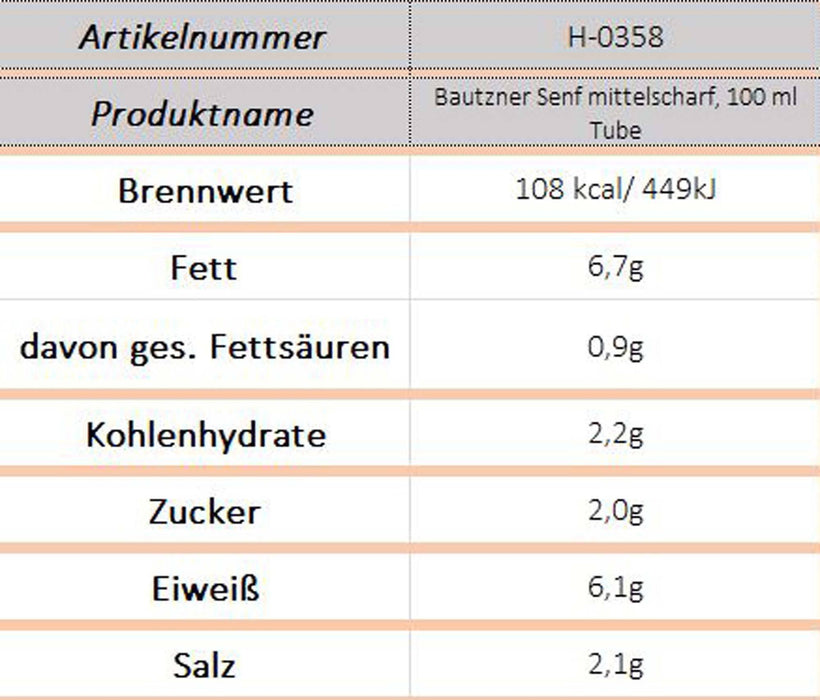Bautzner Senf mittelscharf, 100 ml Tube - Ossiladen I Ostprodukte Versand