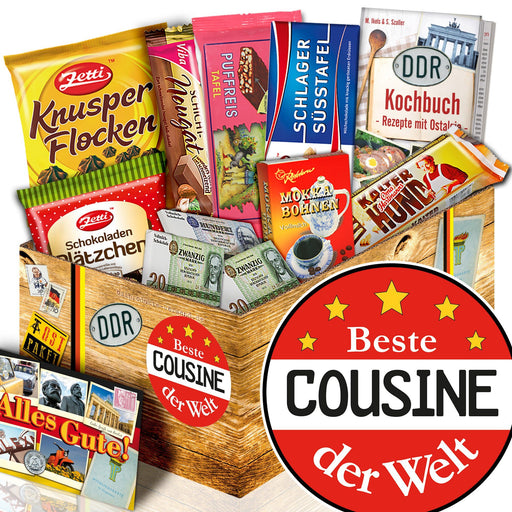 Beste Cousine - Geschenkset Ostpaket "Schokoladenbox M" - Ossiladen I Ostprodukte Versand