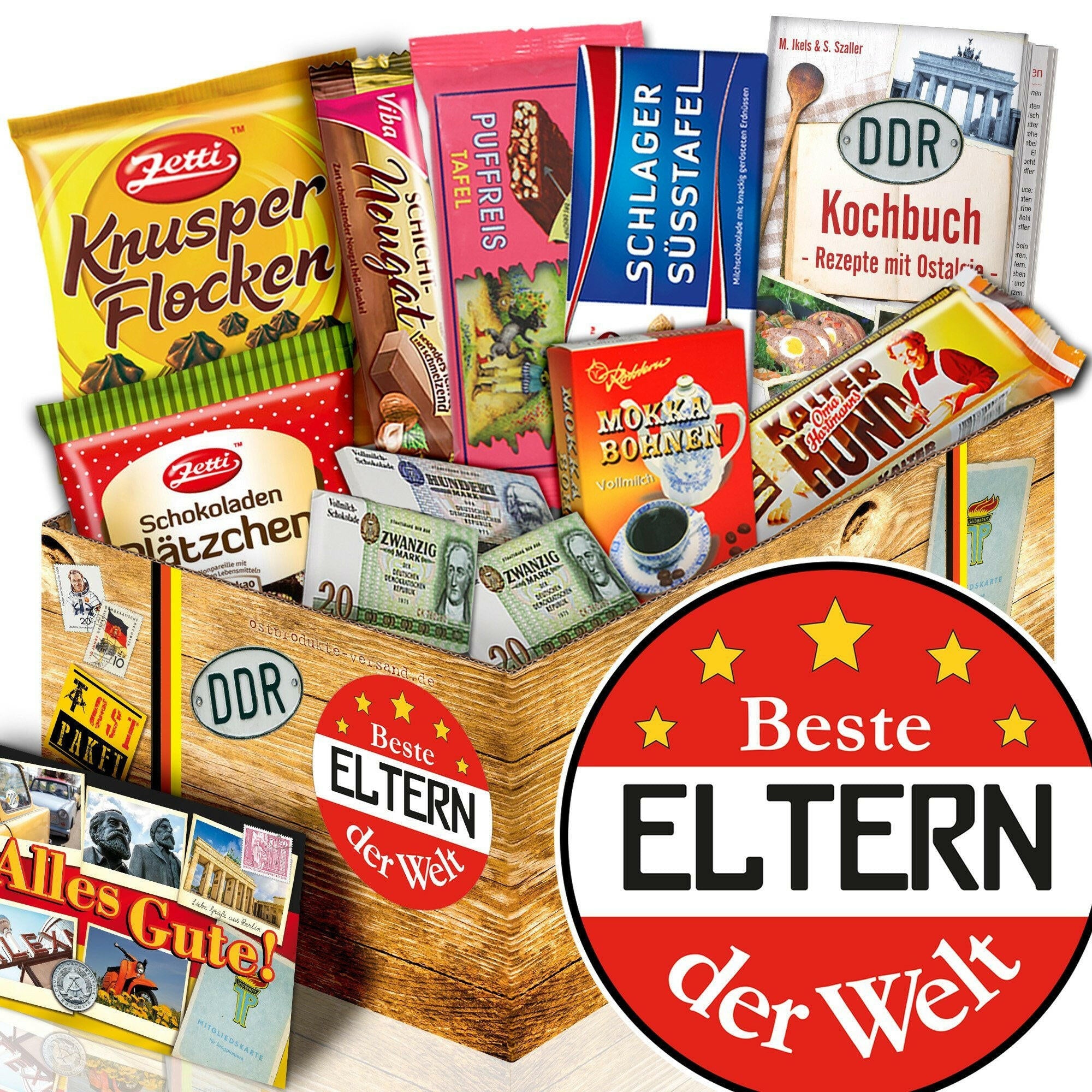 Beste Eltern der Welt - Geschenkset Ostpaket "Schokoladenbox M" - Ossiladen I Ostprodukte Versand