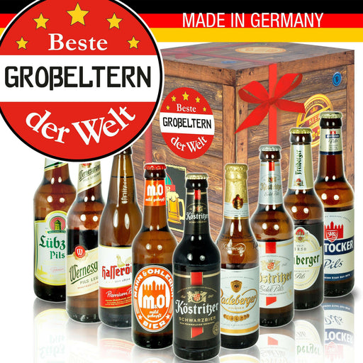 Beste Großeltern der Welt - Geschenkbox "Ostbiere" 9er Set - Ossiladen I Ostprodukte Versand