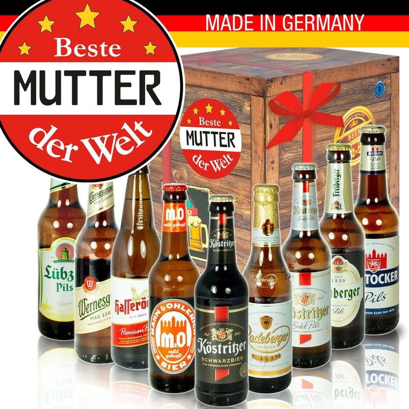 Beste Mutter der Welt - Geschenkbox "Ostbiere" 9er Set - Ossiladen I Ostprodukte Versand