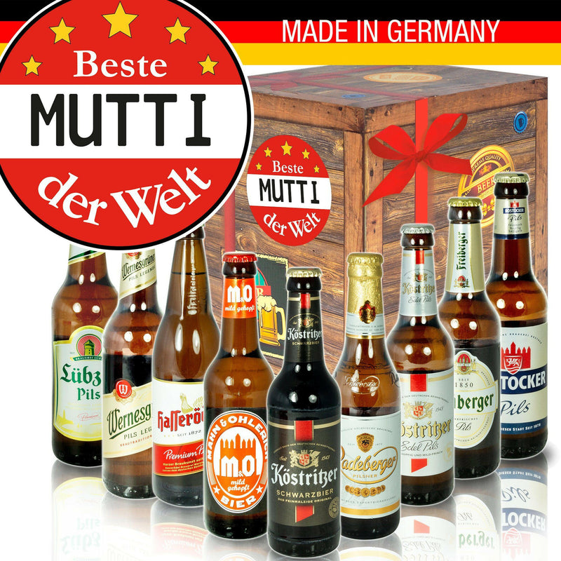 Beste Mutti der Welt - Geschenkbox "Ostbiere" 9er Set - Ossiladen I Ostprodukte Versand