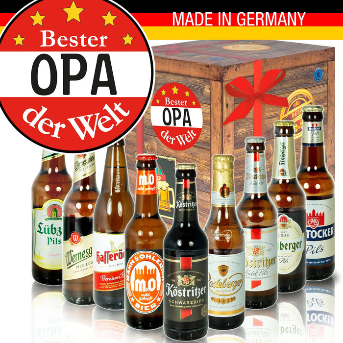 Bester Opa - Geschenkbox "Ostbiere" 9er Set - Ossiladen I Ostprodukte Versand
