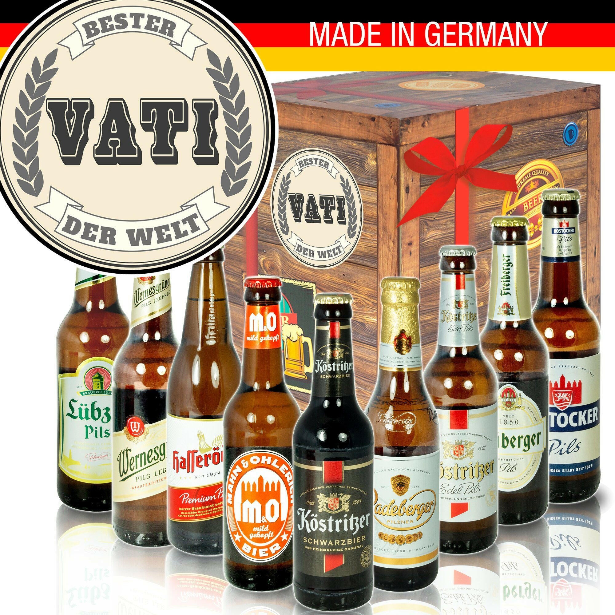 Bester Vati der Welt - Geschenkbox "Ostbiere" 9er Set - Ossiladen I Ostprodukte Versand
