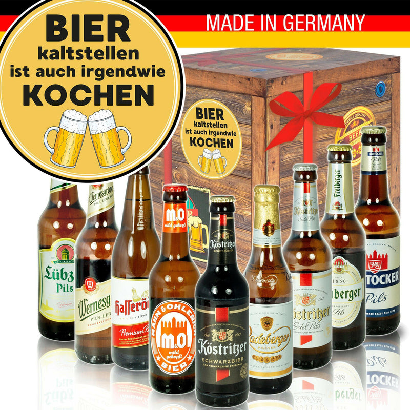Bier kalt stellen ist auch irgendwie kochen - Geschenkbox "Ostbiere" 9er Set - Ossiladen I Ostprodukte Versand