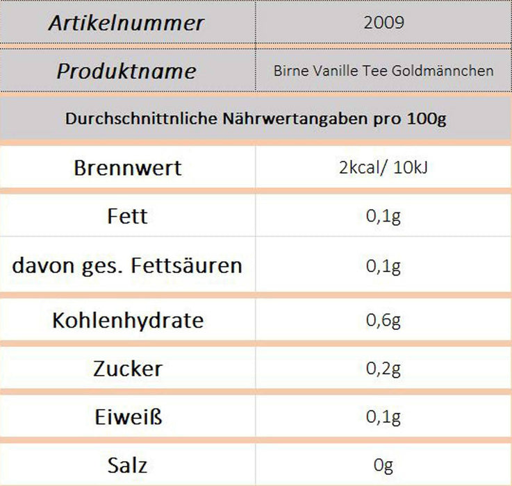 Birne Vanille Tee Goldmännchen - Ossiladen I Ostprodukte Versand